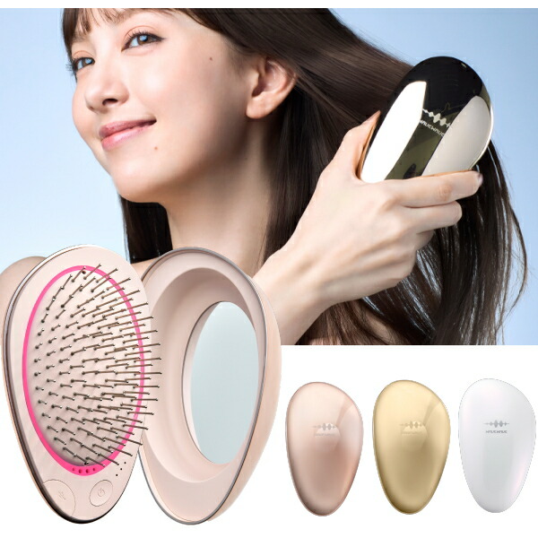 WAVEWAVE EMS Brush Air mini ブラッシュエアー ミニ ブラシ くし ヘアケア スタイリング ヘアブラシ 櫛 クシ クッションブラシ マイクロカレント マイナスイオン 頭皮ケア 頭皮 赤色LED 振動 バイブレーション ブラッシング 静電気 誕生日 プレゼント ギフト 贈り物 人気