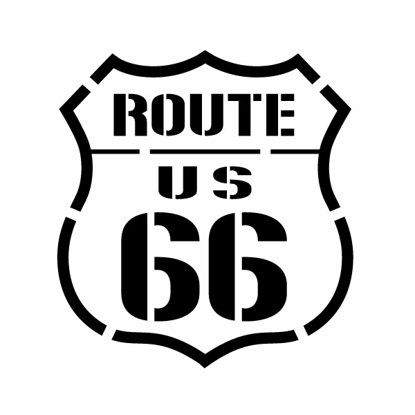 2枚組 カッティングステッカー アメリカ ルート66（Route 66） ステンシル004 特大Xサイズ 幅約33.5cm×高約36cm