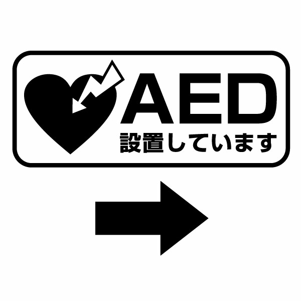 AED設置案内カッティングステッカー ver.06 大判Lサイズ 2枚組 幅約31cm×高約13cm ※矢印付ハンドメイド AED搭載車や、AED設置場所に