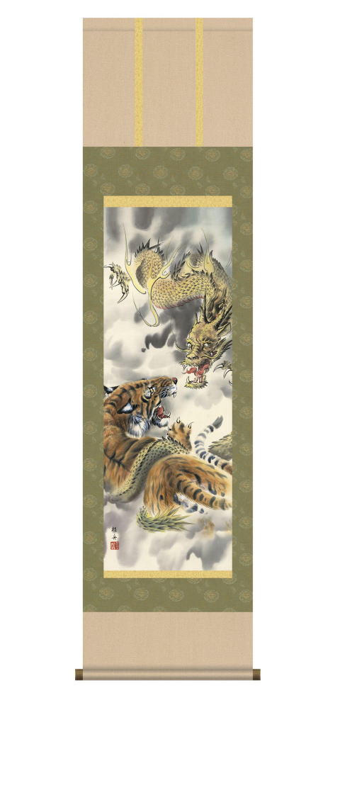 楽天市場】MD3-016 龍虎図 掛け軸 : 襖（ふすま）・掛け軸屋 和紙苑