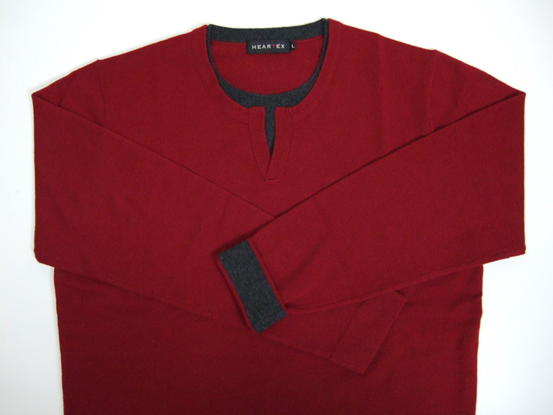 【楽天市場】【73％OFF！】【送料無料】ジロンウール100%フェイクレイヤードキーネックセーター(RED） 【090202_mobile