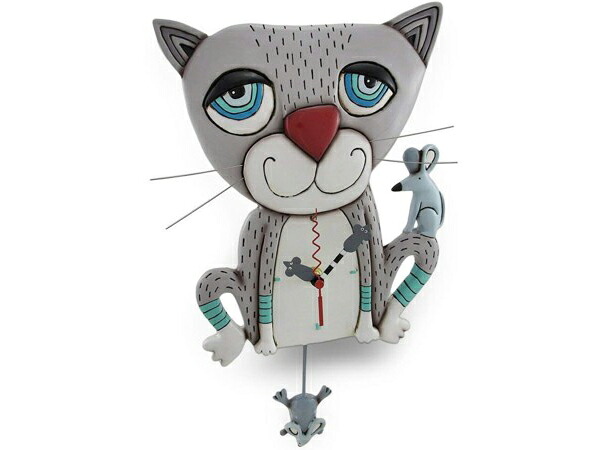 Allen Designs アレン・デザイン ネズミを捕る猫の振り子時計 Mouser Cat Clock Michelle Allenデザイン