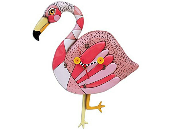 Allen Designs アレン・デザイン　ピンクのフラミンゴ振り子時計　Pink Flamingo Crazy Legs Clock Michelle Allenデザイン