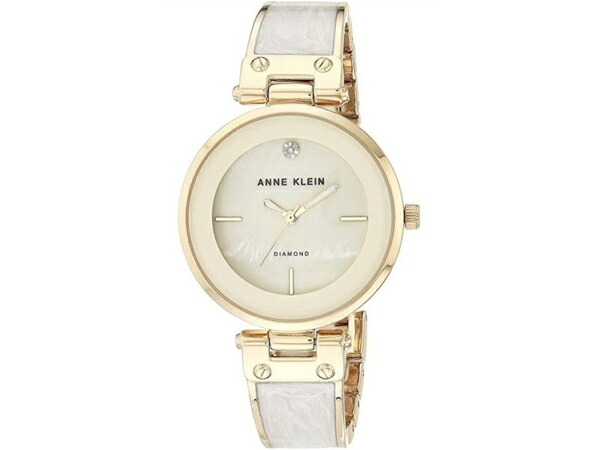 Anne Klein アンクライン バングルウォッチ （ゴールド/象牙色） 金剛石付き添い人文字記号盤 腕輪型レディースウオッチ レディース腕時計-腕時計