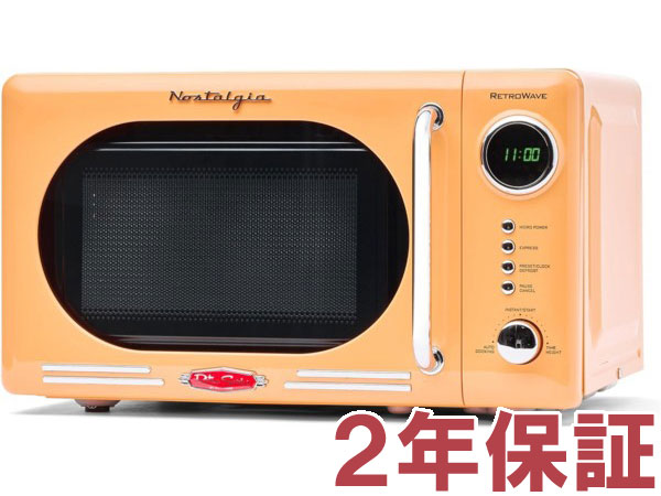 【2年保証・変換プラグ付】 Nostalgia Electrics  ノスタルジア電子レンジ (オレンジ） NRMO7OR6A レトロなデザインの電子レンジ