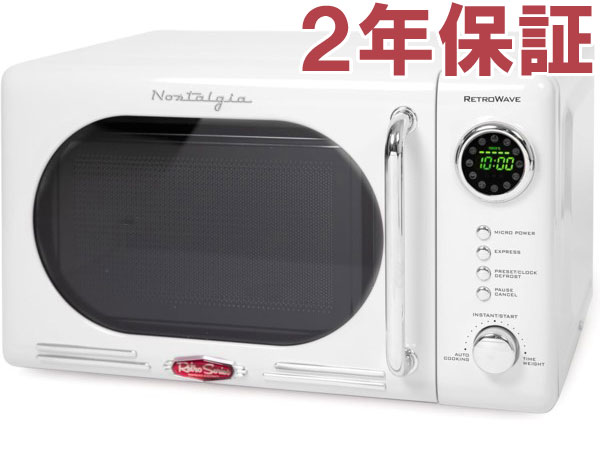 【2年保証・変換プラグ付】 Nostalgia Electrics  ノスタルジア電子レンジ (ホワイト） NRMO7WH6A レトロなデザインの電子レンジ