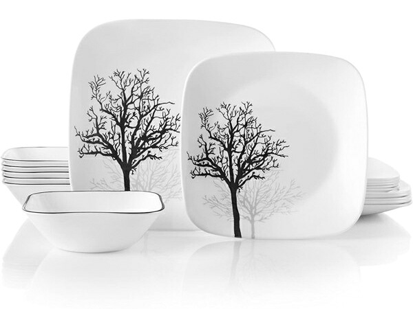 Corelle コレール　ディナーウェアー18点セット　Timber Shadows　四角いお皿｜輸入セレクトショップハートランド