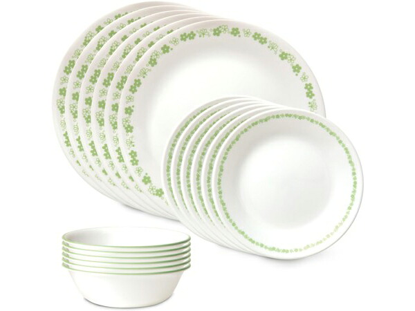 Corelle コレール　ディナーウェアー18点セット　Spring Blossom Green｜輸入セレクトショップハートランド