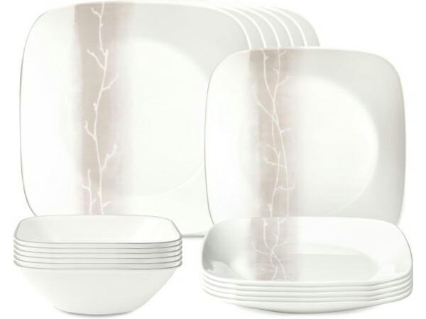 Corelle コレール　ディナーウェアー18点セット　Wandering Grove　四角いお皿
