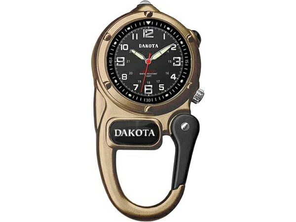 Dakota ダコタ カラビナウォッチ ミニ・ゼムクリップ・マイクロ点火装置時辰儀 （アーミー・ブラウン） 3空圧雨合羽・LED点火装置