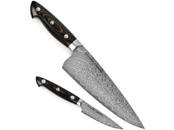 Zwilling ツヴィリング シリング・クレイマー シリアの首都20糎牛刀＆10糎ペティナイフ2点書き割り Bob Kramer つづき物 ボブクレーマー ごはん炊き