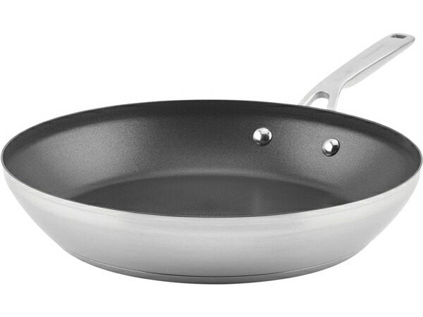 KitchenAid キッチンエイド 30糎ノン突っ支い棒3層フライパン （艶消しステンレス鋼スチール写真）