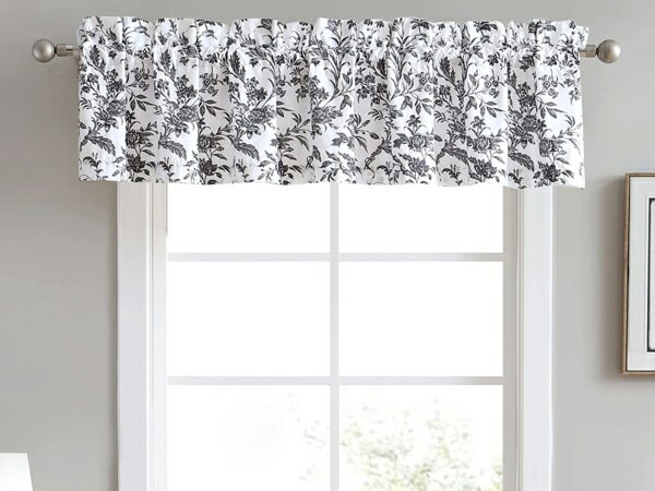 Laura Ashley ローラ アシュレイ　カーテンバランス （ブラック/ホワイト）　218×38cm　窓飾りカーテン