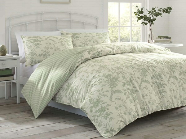 【クイーン】　Laura Ashley ローラ アシュレイ　Natalie 掛け布団セット （セージ）　223×233cm　布団1枚＆枕カバー4枚＆装飾クッション2　寝具 29,237円