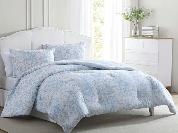 【キング】　Laura Ashley ローラ アシュレイ　Bedford 掛け布団セット （ブルー）　279×233cm　布団1枚＆枕カバー2枚　寝具 28,587円