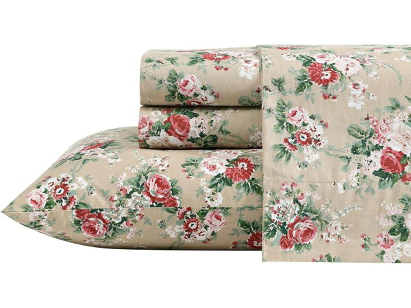 【フル】　Laura Ashley ローラ アシュレイ　Ashfield シーツ・セット　（ベージュ）　フラットシーツ1枚＆ボックスシーツ１枚＆枕カバー2枚　寝具｜輸入セレクトショップハートランド 17,026円