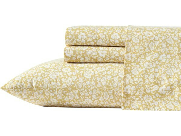 【フル】 Laura Ashley ローラ アシュレイ Heirloom Ditzy シーツ・セット (ゴールド) フラットシーツ1枚&ボックスシーツ1枚&枕カバー2枚 寝具|輸入セレクトショップハートランド
