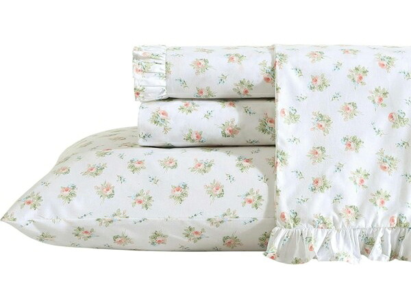【スタンダード】　Laura Ashley ローラ アシュレイ　Roseford Orange シーツ・セット　（ローズ）　フラットシーツ1枚＆ボックスシーツ１枚＆枕カバー1枚　寝具｜輸入セレクトショップハートランド