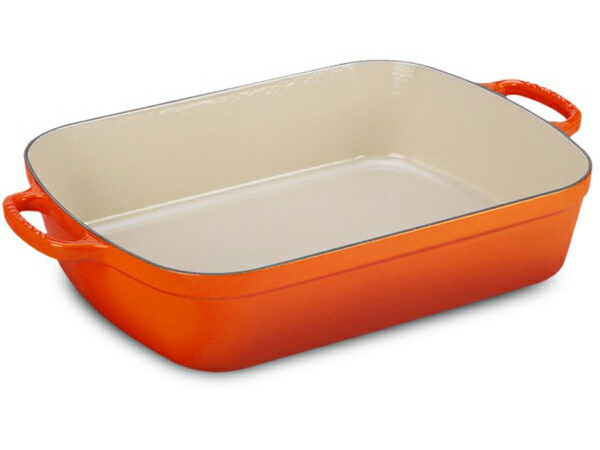 Le Creuset ル・クルーゼ　33ｃｍレクタンギュラー・ロースター (オレンジ）　5.25QT　ルクルーゼ
