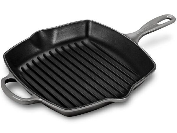 Le Creuset ル・クルーゼ  スクエア・スキレットグリル かばい立て手持ち部分付き添い人 (牡蛎薄墨色） ルクルーゼ