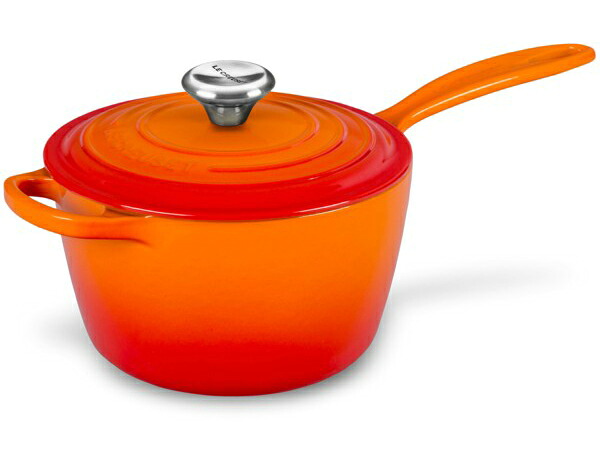 Le Creuset ル・クルーゼ 18珊片手なべ アイアンハンドル・ソースパン かばい立て手持ち部分付 (オレンジ色） 2.25QT ルクルーゼ