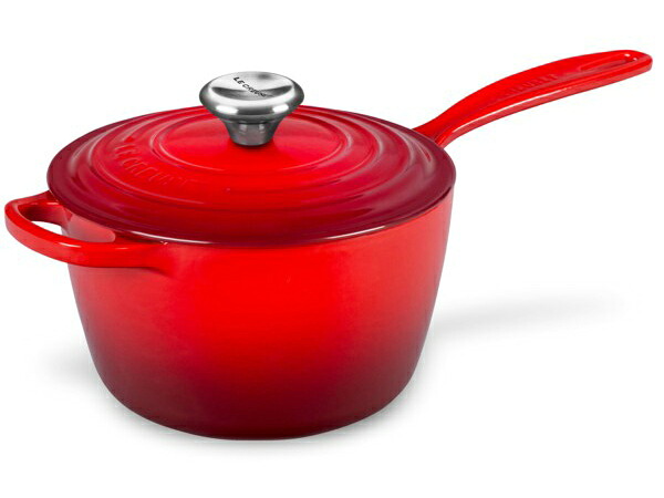 Le Creuset ル・クルーゼ 18珊片手なべ アイアンハンドル・ソースパン かばい立て手持ち部分付 (桜んぼう赤いこと） 2.25QT ルクルーゼ