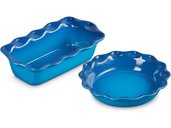 Le Creuset ル・クルーゼ 23糎ヘリテージ・ローフパン＆パリア犬ディッシュ2個書き割り （マーセールズ青碧） 9inch