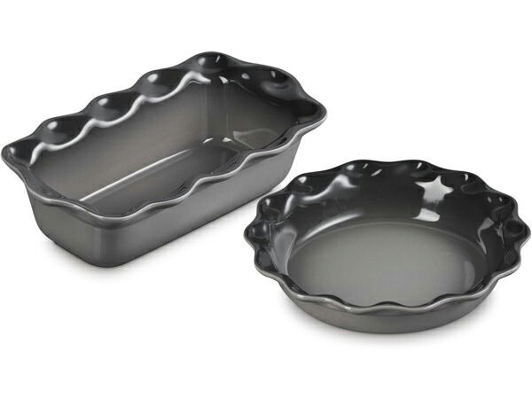 Le Creuset ル・クルーゼ 23糎ヘリテージ・ローフパン＆パリア犬ディッシュ2個書き割り （牡蛎薄墨色） 9inch