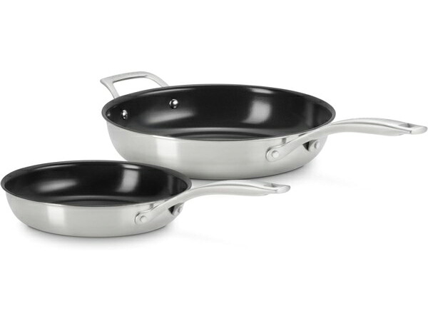Le Creuset ル・クルーゼ 24＆28糎 Essential ノン突っ支い棒・フライパン2個書き割り (艶消しステンレス鋼） 9.5＆11inch