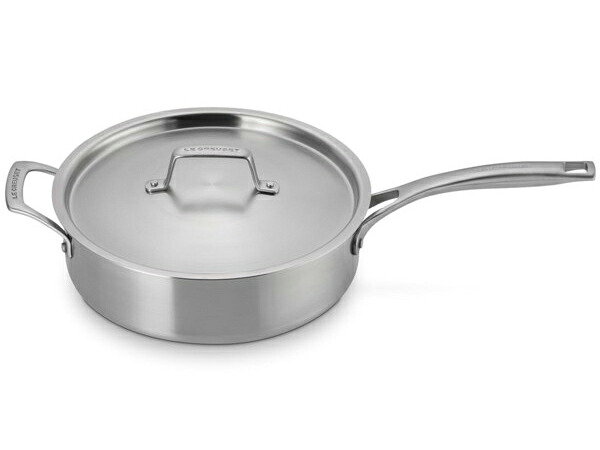 Le Creuset ル・クルーゼ Essential 4.2リッター浅型片手鍋 ソテー食麺麭 助けること手持ち部分付き添い人 (艶消しステンレス鋼） 4.5QT