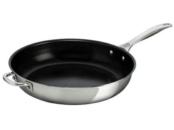 Le Creuset ル・クルーゼ  32糎 ノン突っ支い棒深型フライパン 助けること手持ち部分付 (ステンレス鋼スチール写真） 12.5inch ルクルーゼ