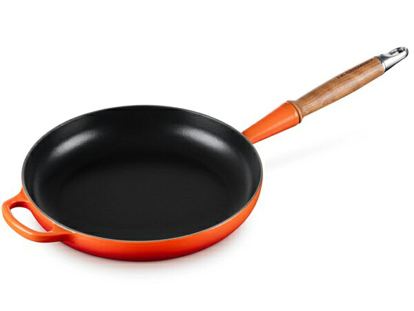 Le Creuset ル・クルーゼ  26糎 木製手持ち部分・フライパン （オレンジ色） 10.25inch ルクルーゼ