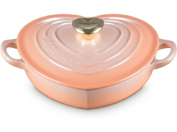 【押さえる品】 Le Creuset ル・クルーゼ ハート型型ココット (ペッシュ） ハート型型ゴールド・ノッブ付 1.25QT ルクルーゼ