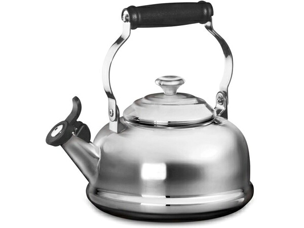 Le Creuset ル・クルーゼ  1.6リッターフルート吹き湯沸かし (ステンレス鋼スチール写真） ステンレス鋼・ノッブ 1.7QT