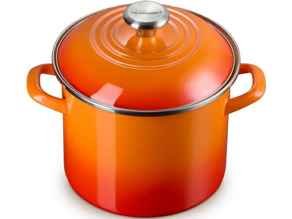 Le Creuset ル・クルーゼ  5.6リッター寸胴鍋 店卸し資産ポット (オレンジ色) ステンレススチール・ノブ 6QT