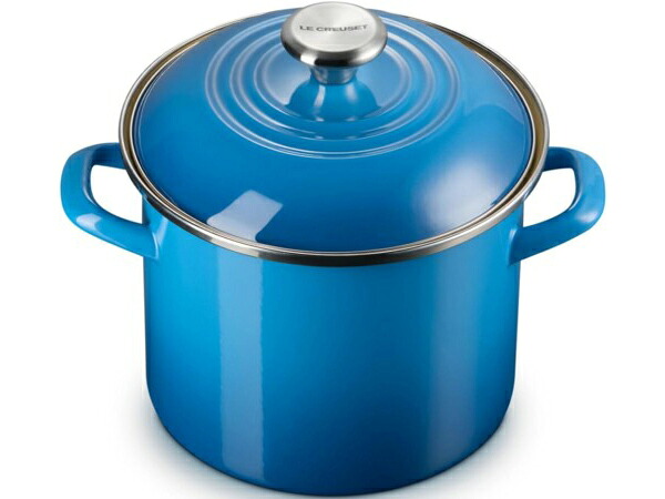 Le Creuset ル・クルーゼ  5.6リッター寸胴鍋 店卸し資産ポット (マーセールズ青碧) ステンレススチール・ノブ 6QT