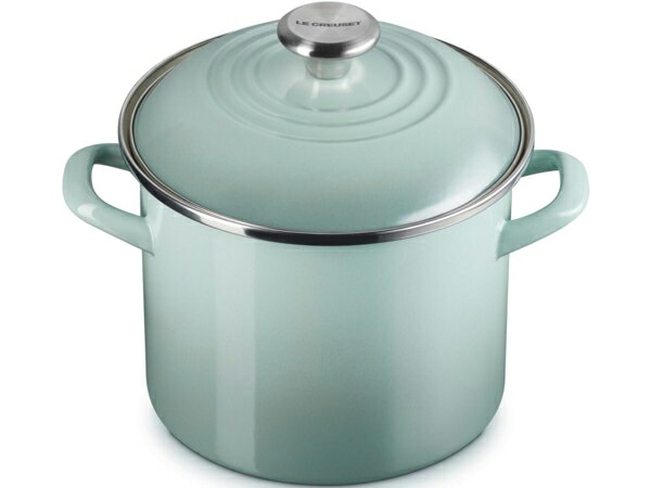 Le Creuset ル・クルーゼ  5.6リッター寸胴鍋 店卸し資産ポット (桜んぼう赤いこと) ステンレススチール・ノブ 6QT
