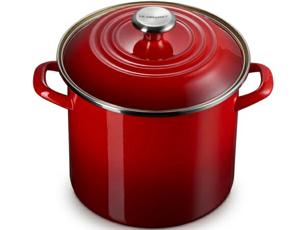 Le Creuset ル・クルーゼ  7.6リッター寸胴鍋 棚卸し資産ポット (桜んぼう赤いこと) ステンレススチール・ノブ 8QT