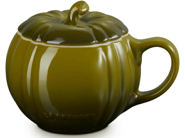 Le Creuset ル・クルーゼ 420竓瀬戸もの製フタ付き添い人容れもの パンプキン・マグ （オリーブ） 14薬局衡オンス ルクルーゼ