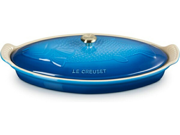 Le Creuset ル・クルーゼ　1.6リットル陶器製フィッシュ・ベイカー　（マルセイユブルー）　1.7QT　ルクルーゼ
