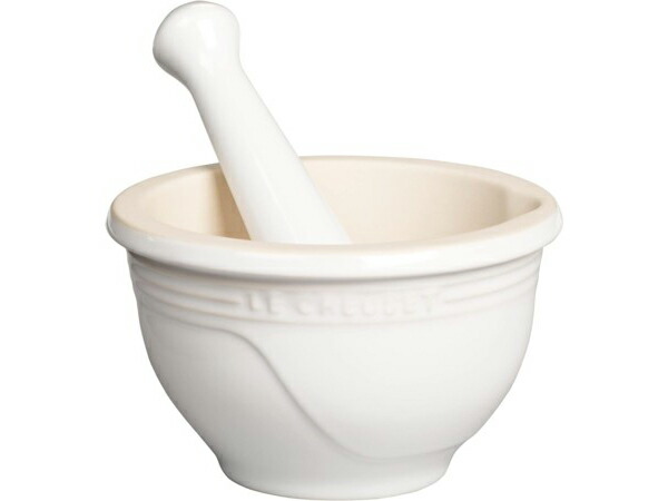 Le Creuset ル・クルーゼ 摺り鉢＆乳棒（すりこぎ）書き割り 瀬戸もの製乳鉢 （白いこと） 10薬局衡オンス