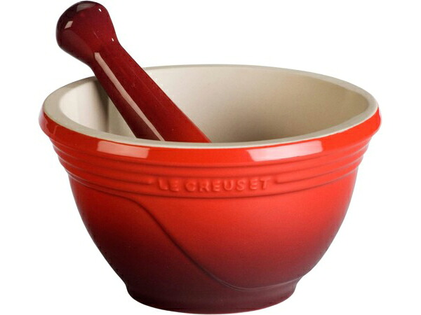 Le Creuset ル・クルーゼ 摺り鉢＆乳棒（すりこぎ）書き割り 瀬戸もの製乳鉢 （桜んぼう赤いこと） 10薬局衡オンス