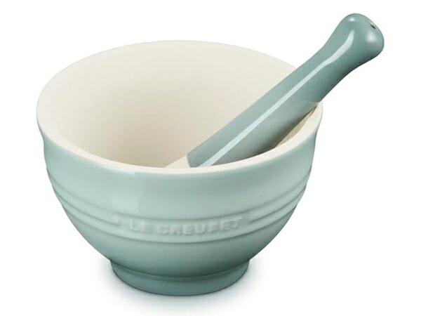 Le Creuset ル・クルーゼ 摺り鉢＆乳棒（すりこぎ）書き割り 瀬戸もの製乳鉢 （シーソルト） 10薬局衡オンス