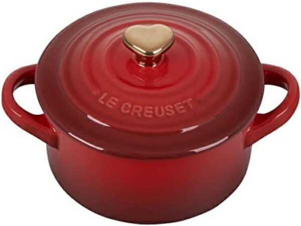 【制限事項品】 Le Creuset ル・クルーゼ ハート型型ゴールド・ノッブ付240竓瀬戸もの製ミニ・ラウンドココット （桜んぼう赤いこと） 8薬局衡オンス