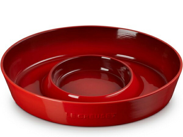 Le Creuset ル・クルーゼ 33cmオーバル・チップ＆ディップ・プラッター （チェリーレッド） パーティ用大皿チップディップ・トレイ 13inch