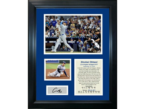 【限定入荷！サイン入り】 大谷翔平 50-50クラブ＆2024年MVP記念 28×35cmフレーム入り写真パネル Los Angeles Dodgers レーザー複製サイン スポーツ・ メモラビリア 50/50 Club ロサンゼルス・ドジャース