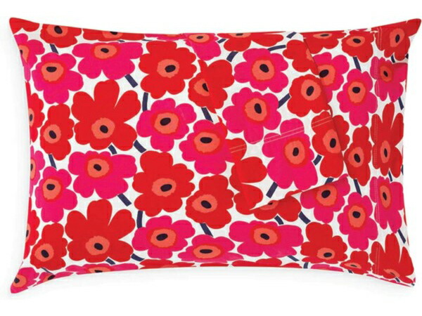 marimekko マリメッコ　Mini Unikko 枕カバー2枚セット （レッド）　50×75cm　ウニッコ　寝具