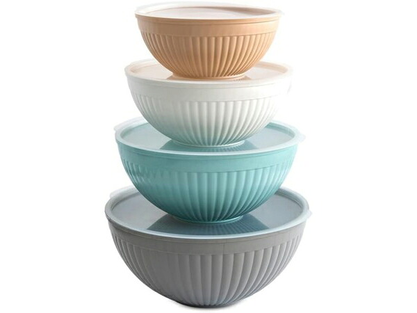 Nordic Ware ノース御召しもの フタ付き添い人どんぶり鉢4個書き割り （地びた色合い） 1.9、3.3、4.7、6.6リッター 陰電子範囲聞き届ける Made インチ USA NordicWare ノース御召しもの
