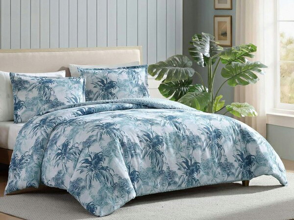 【クイーン】　Tommy Bahama トミーバハマ　Legacy Palms 掛け布団3点セット （ブルー）　243&times;233cm　布団1枚＆枕カバー2枚　寝具｜輸入セレクトショップハートランド