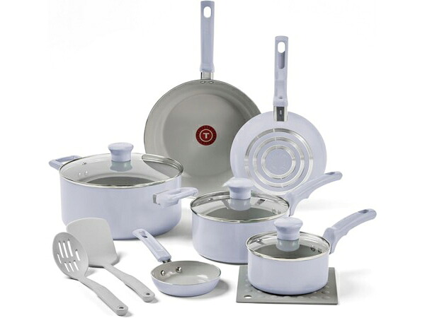 T-fal ティファール セラミック・ノンスティック・クックウェアー9点(12天下太平)書き割り （アーティックブルー） [IH非相応う] Refresh Ceramic